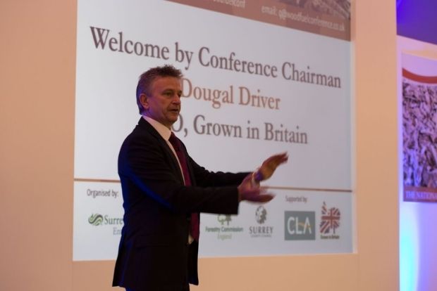 Chairman of the Forestry Conference, Dougal Driver, gives his welcome presentation at a last year's conference.