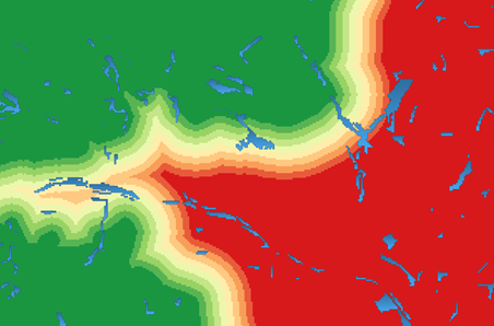a screenshot showing red., green and yellos layers with blue running throughout
