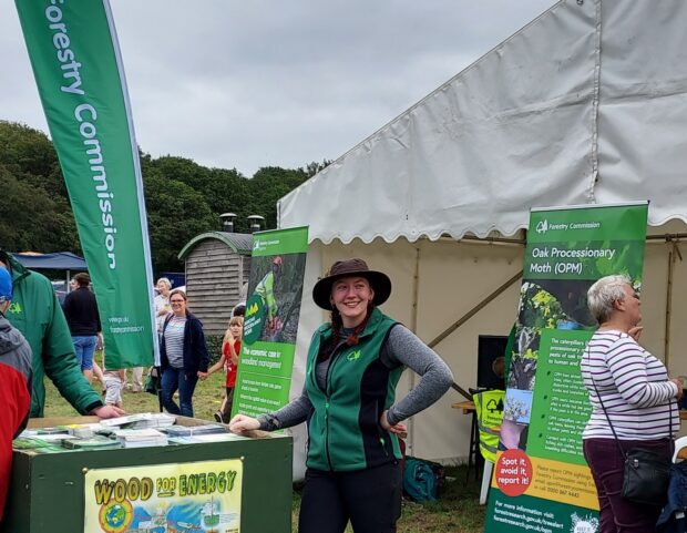 Georgi Ennis on an FC stand at a woodland show