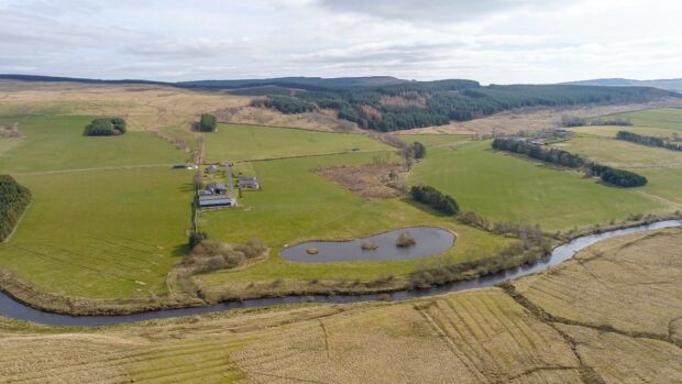 Aerial view of farmland.