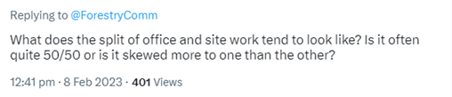 What does the split of office and site work tend to look like? Is it often quite 50/50 or is it skewed more to one than the other?